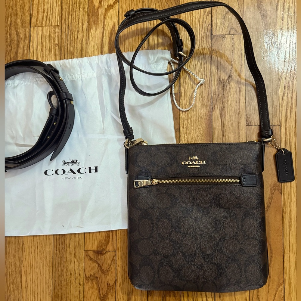 Coach Mini Rowan File Bag Crossbody Purse in Signature Canvas SAME DAY SHIP